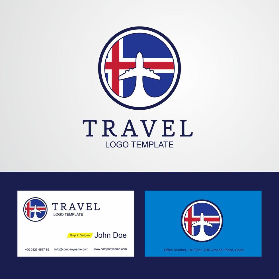 Travel Iceland Creative Circle flag Logo and Business card design vector