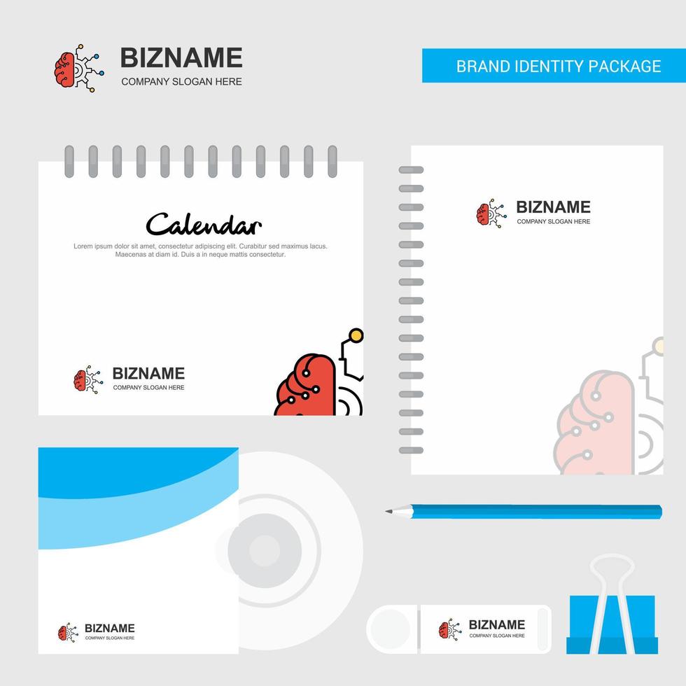 Neurons Logo Calendar Template CD Cover Diary and USB Brand Stationary Package Design Vector Template