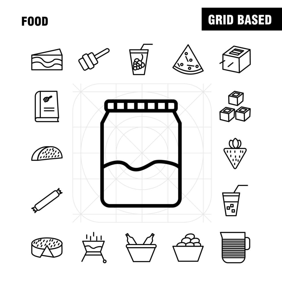 Food Line Icons Set For Infographics Mobile UXUI Kit And Print Design Include Bbq Food Meat Meal Bowl Food Meal Rice Collection Modern Infographic Logo and Pictogram Vector