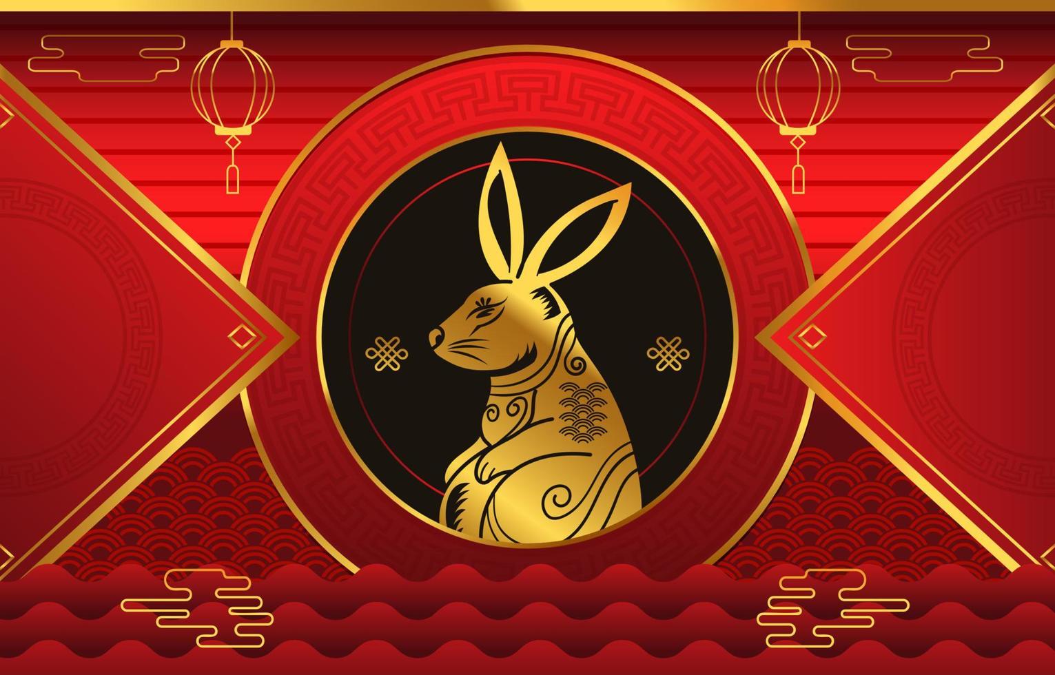 Fancy Gold Chinese New Year Water Rabbit vector