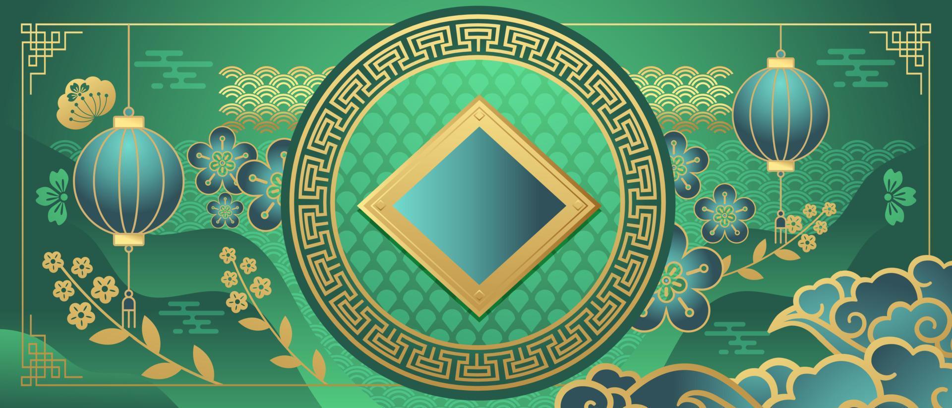 Jade Green Ornaments Chinese New Year vector