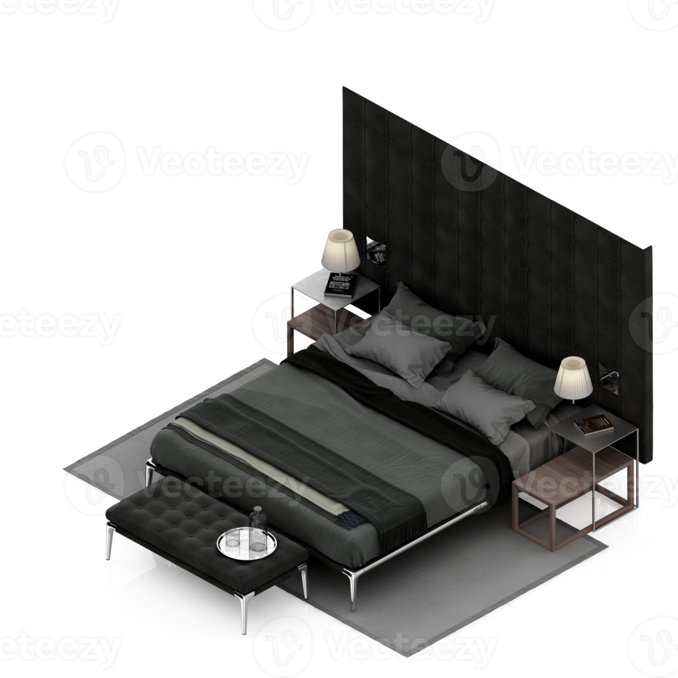 isometrisk sovrum 3d framställa png