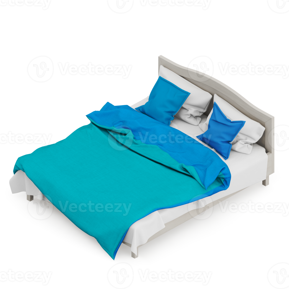 Isometric Bedroom 3D render png