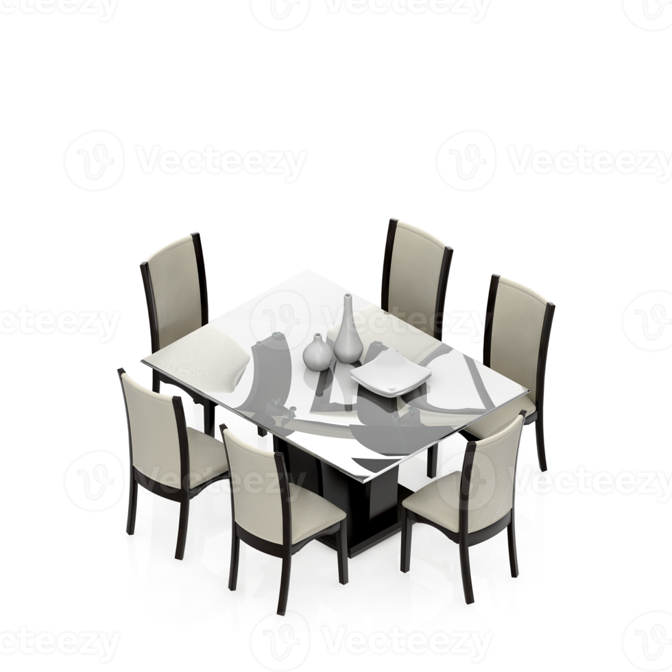 conjunto de mesa isométrica renderização 3d png