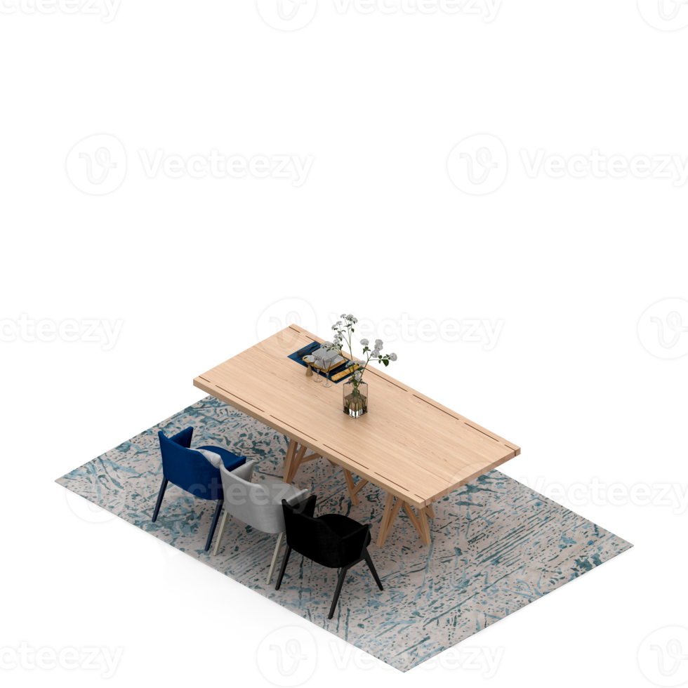 Isometric Table 3D render png