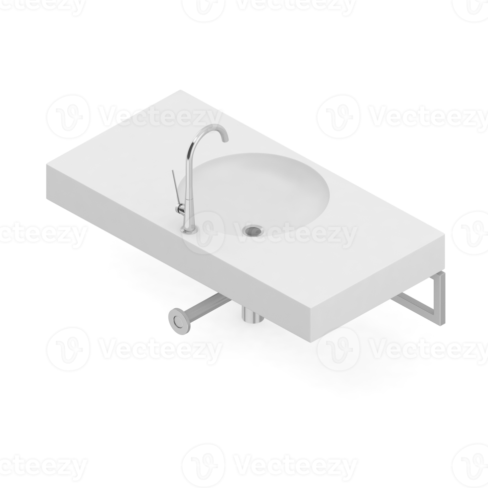 Isometric bathroom items 3D isolated render png