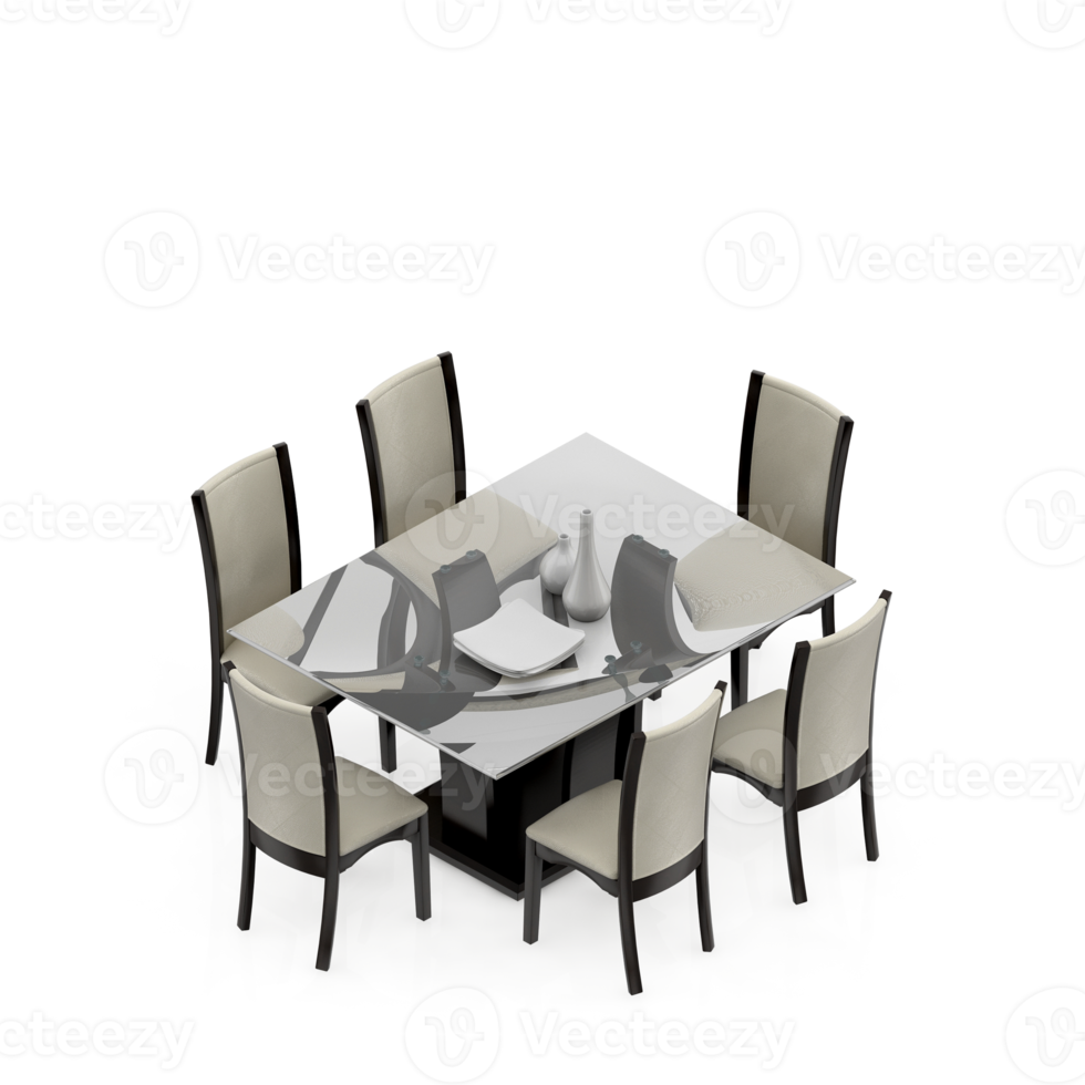 Isometric Table Set 3D render png