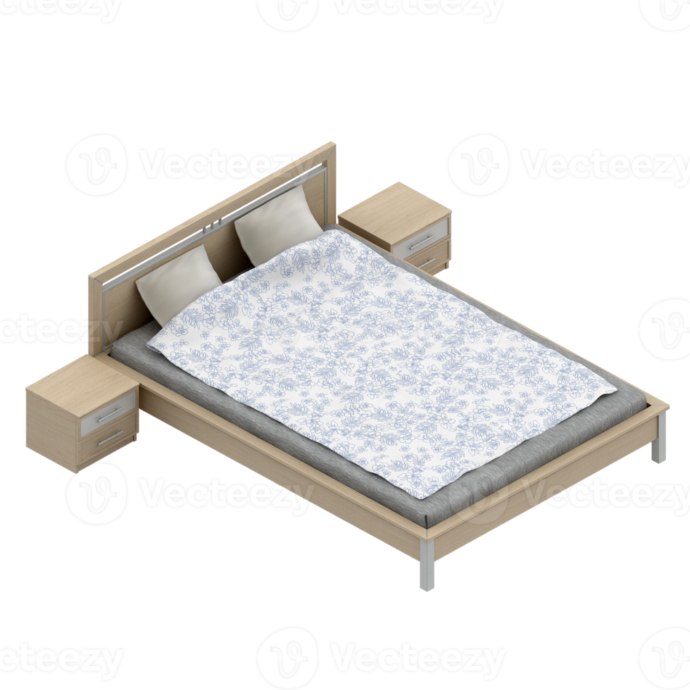 Isometric Bedroom 3D render png