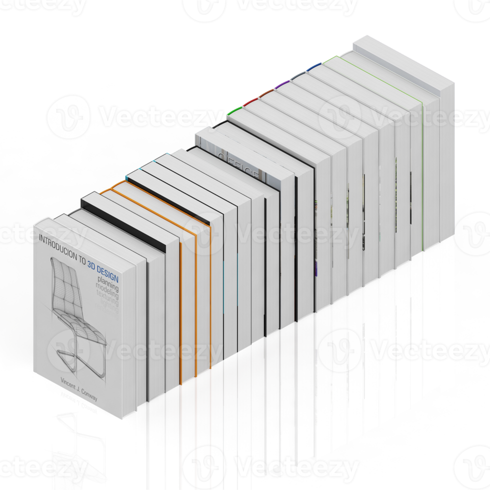 render 3d de libros isométricos png