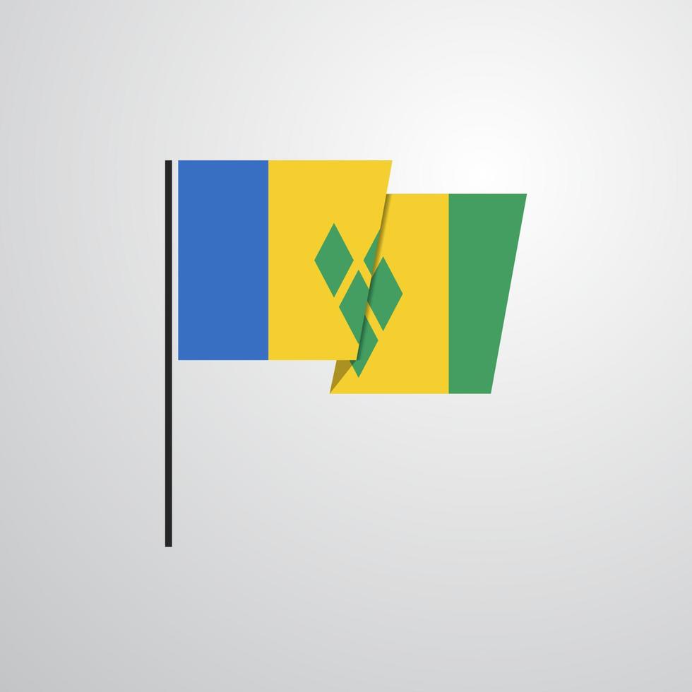 Saint Vincent and Grenadines waving Flag design vector