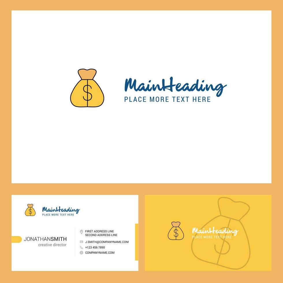 Money bag Logo design with Tagline Front and Back Busienss Card Template Vector Creative Design