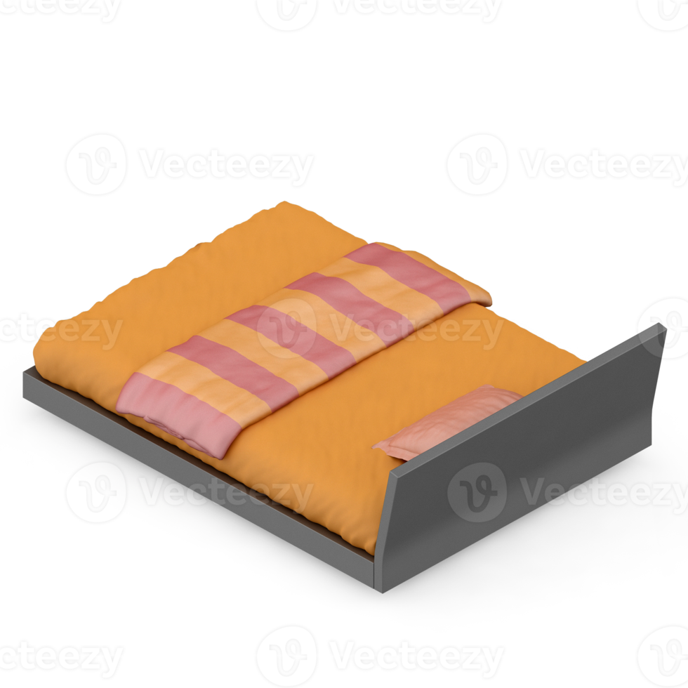 Isometric Bedroom 3D render png