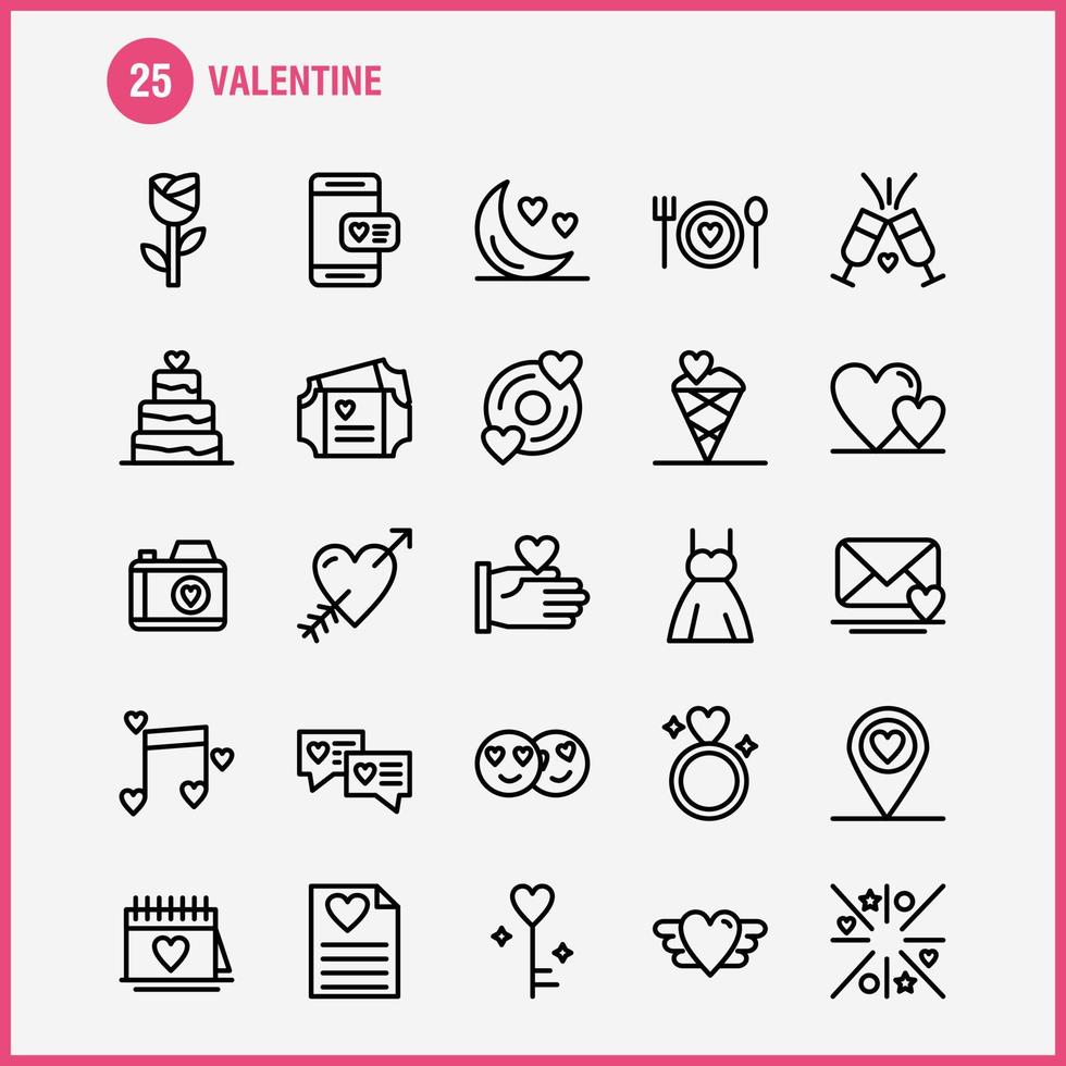 Valentine Line Icons Set For Infographics Mobile UXUI Kit And Print Design Include Cd Disk Love Valentine Romantic Hand Love Valentine Icon Set Vector