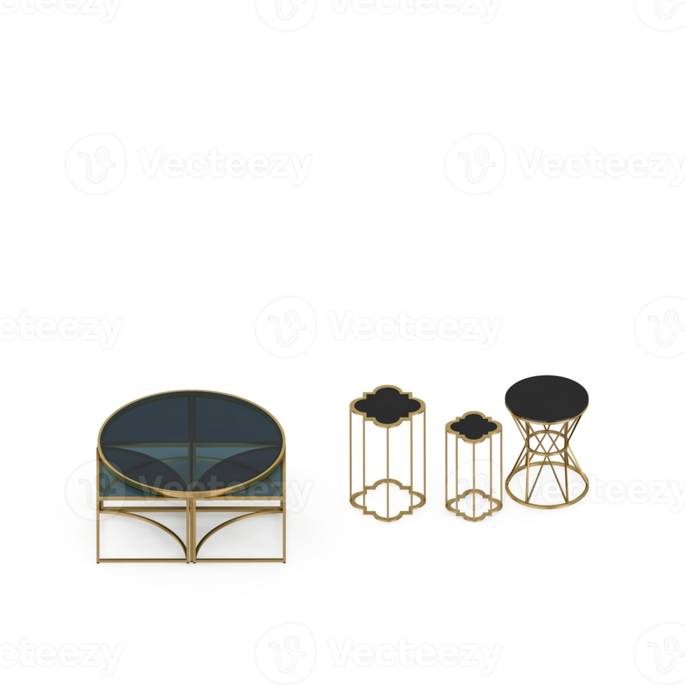 Isometric Table Set 3D render png