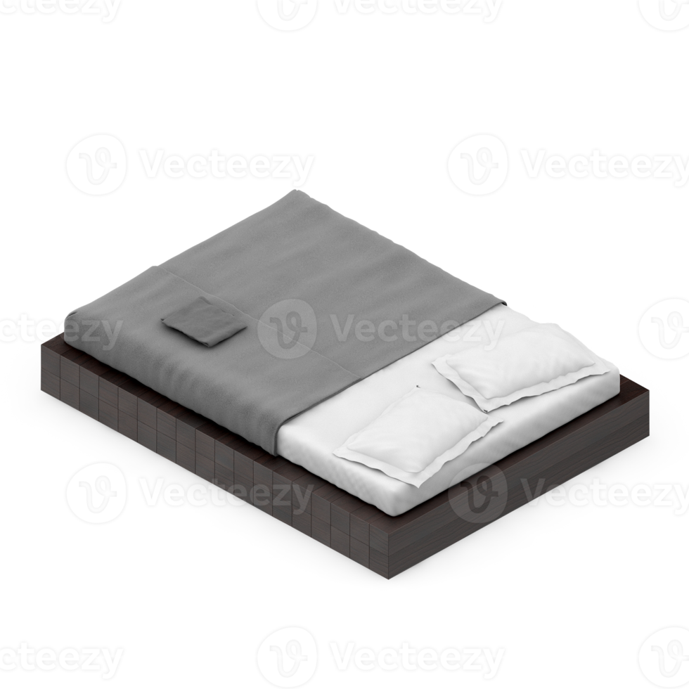 Isometric Bedroom 3D render png
