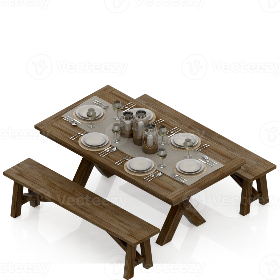 Isometric Table 3D render png