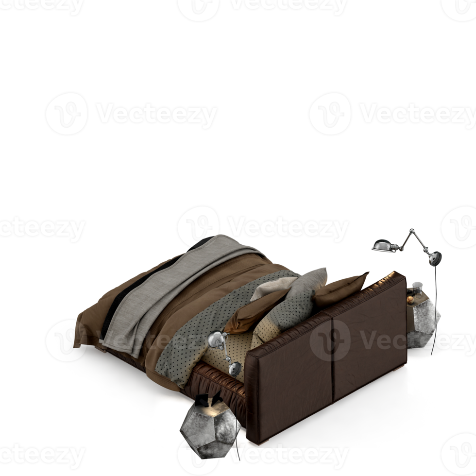 Isometric Bedroom 3D render png