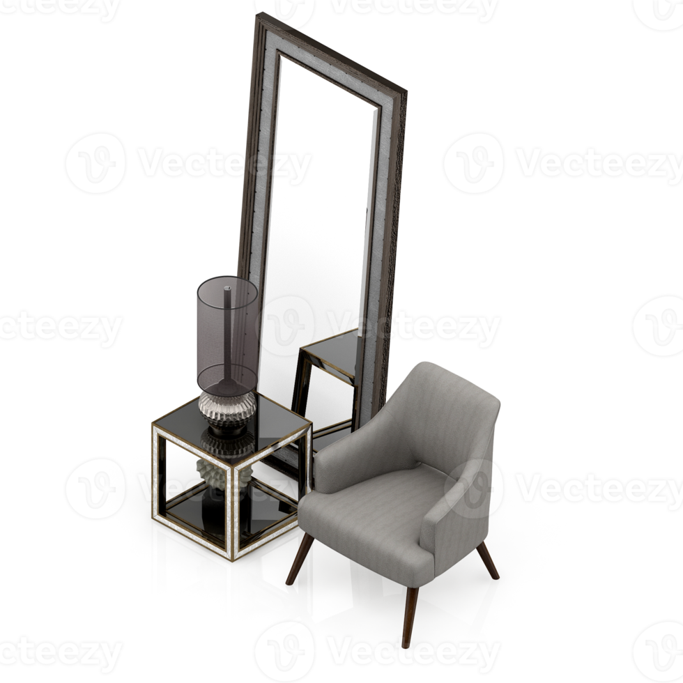 Isometric Chair 3D isolated rendering png