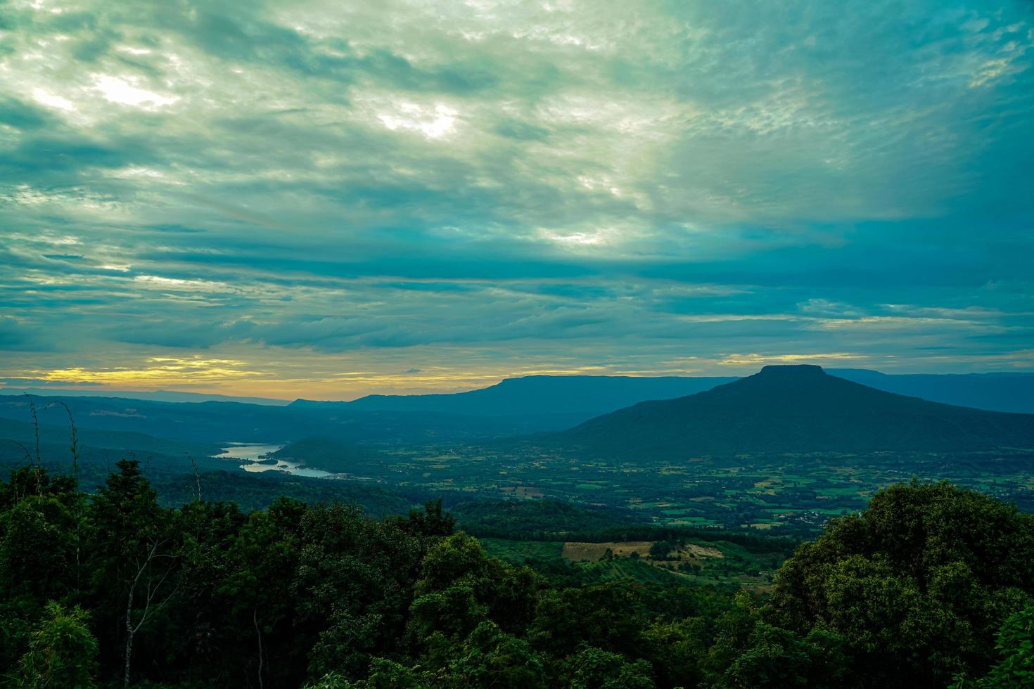 Mount Fuji at sunset, Loei Province, Thailand PHU PA PO is a popular tourist destination because it is similar to Mount Fuji in Japan. photo