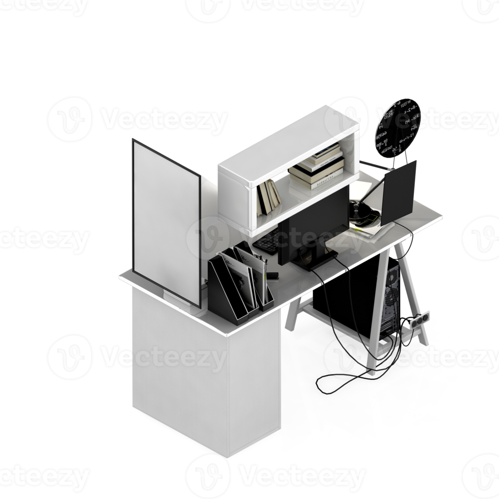 isometrischer Tischsatz 3D-Rendering png