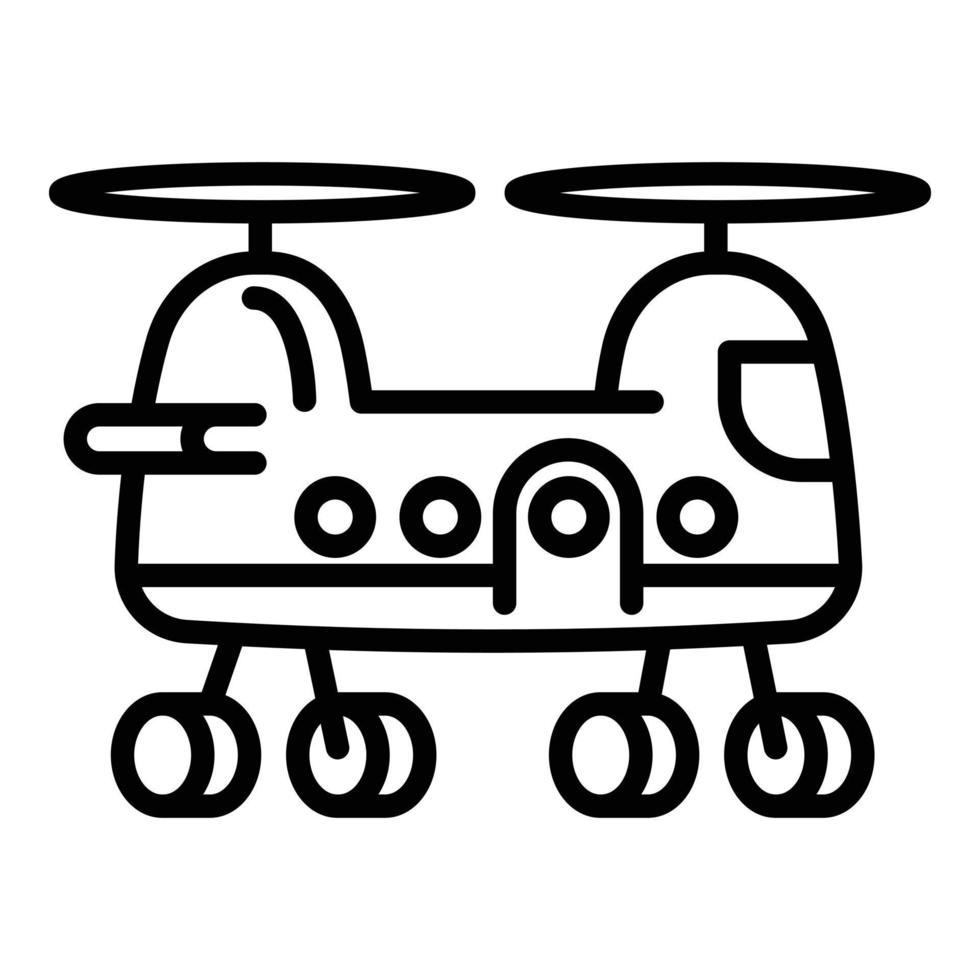 icono de helicóptero de transporte, estilo de contorno vector