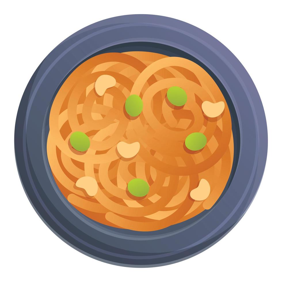 Vegetable pasta icon, cartoon style vector