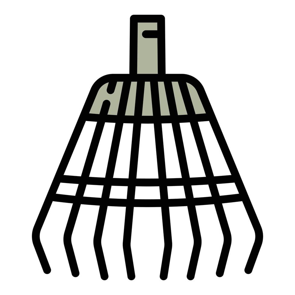 Gardening leaf rake icon, outline style vector