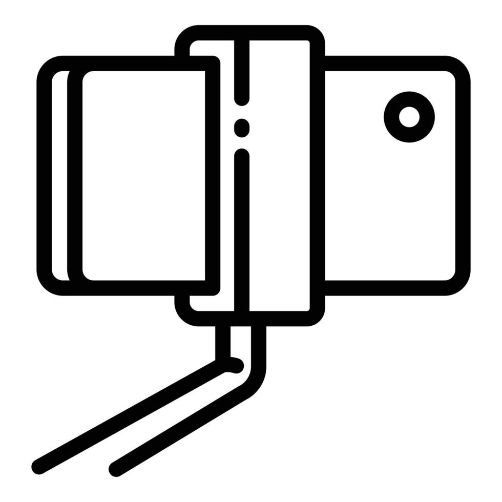 Phone on selfie stick icon, outline style vector