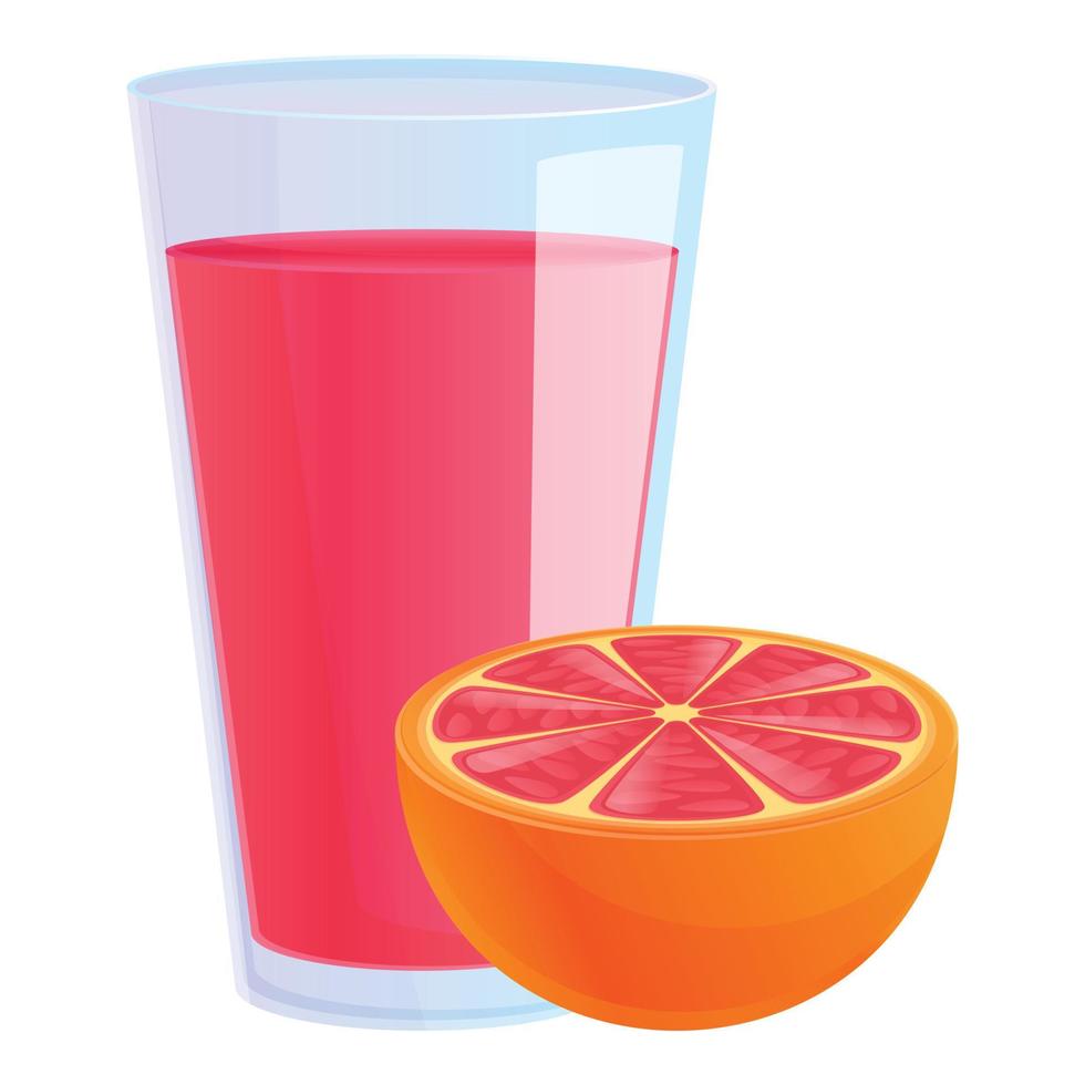 Grapefruit juice glass icon, cartoon style vector