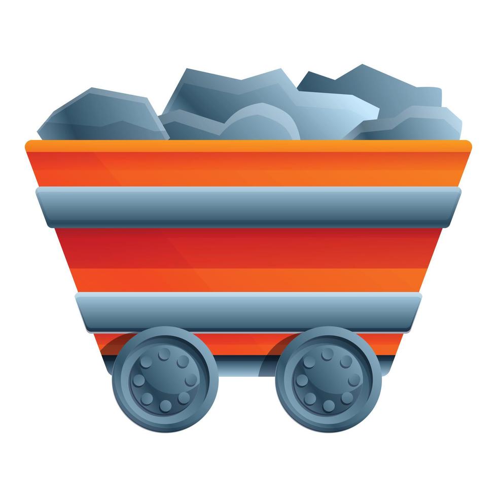 Metallurgy minning cart icon, cartoon style vector