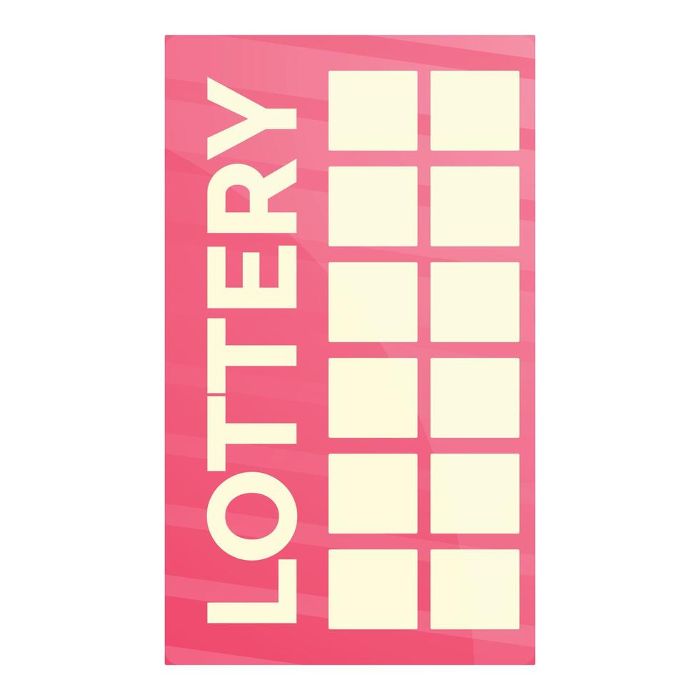 Lottery ticket icon, cartoon style vector