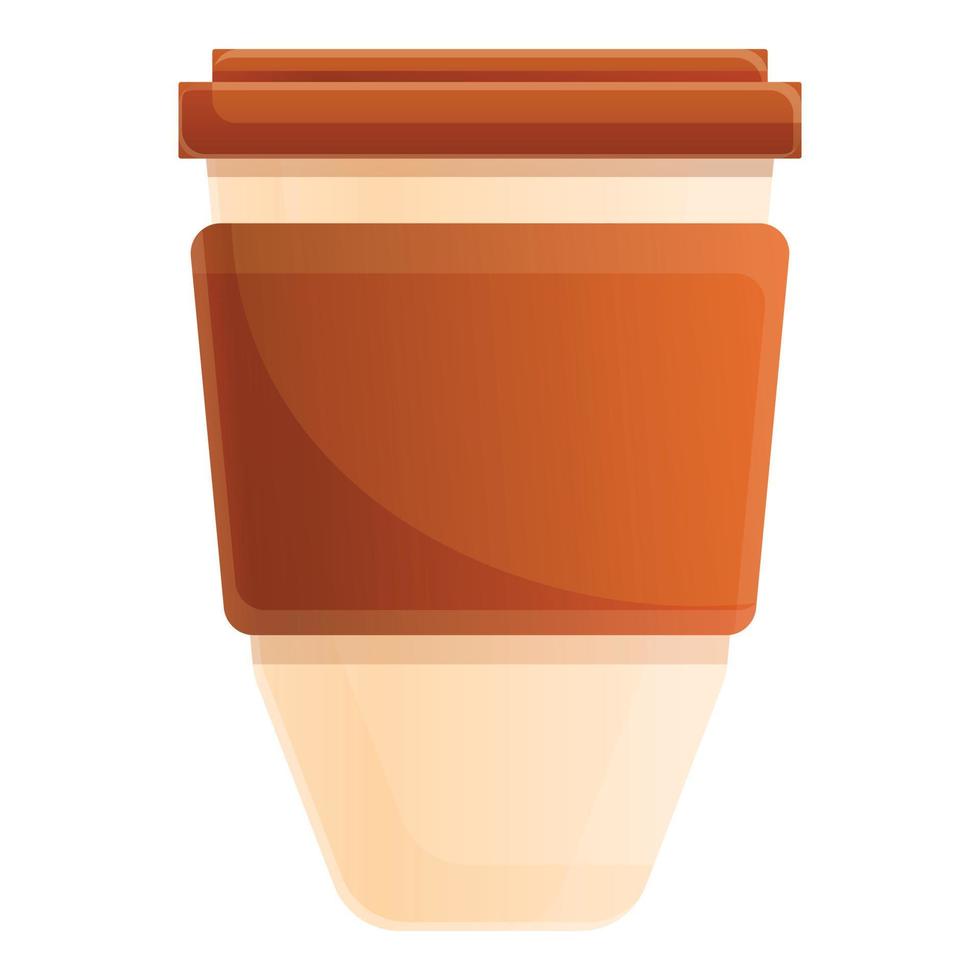 icono de taza de plástico de café, estilo de dibujos animados vector