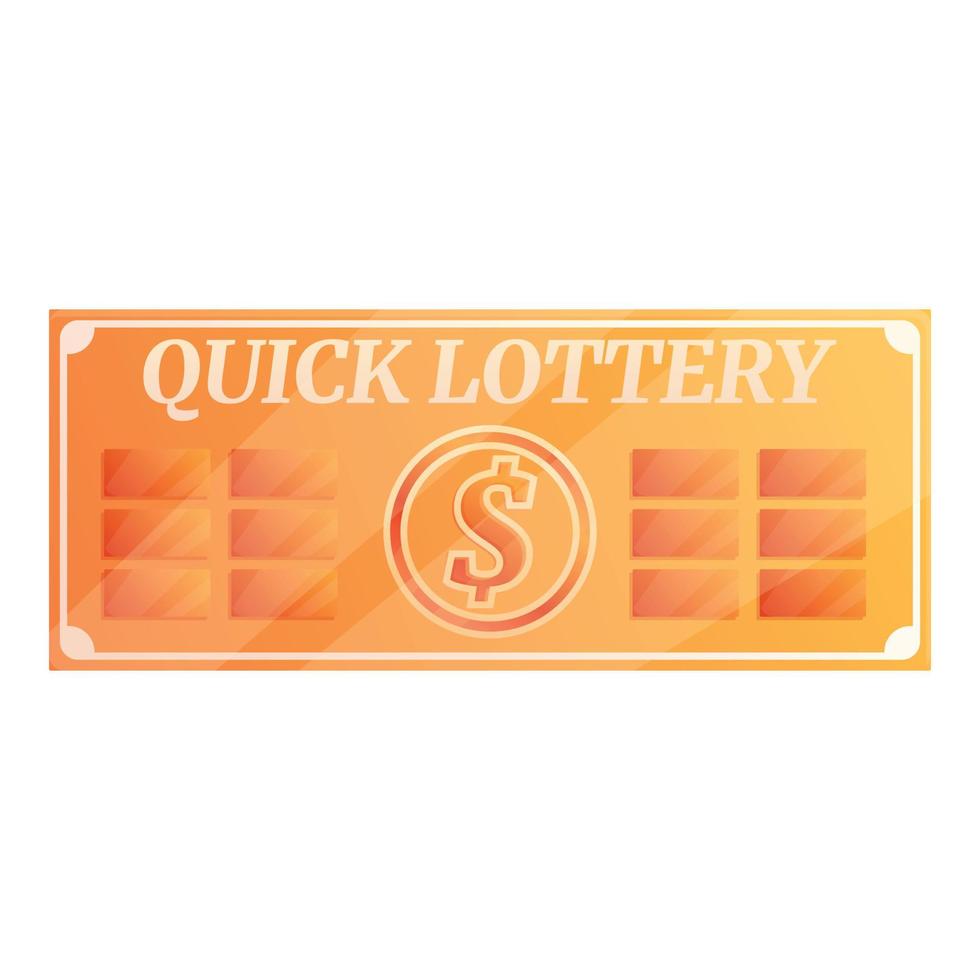 Quick dollar lottery icon, cartoon style vector
