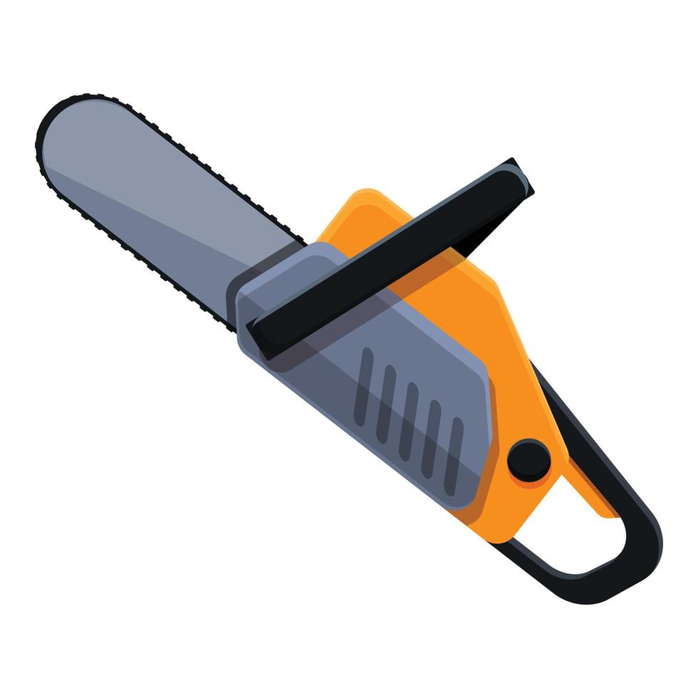 Chainsaw for wood icon, cartoon style vector