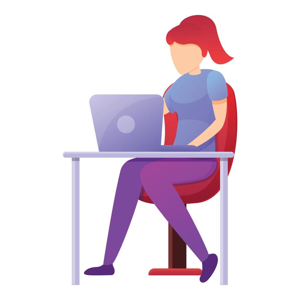 Headhunter laptop working icon, cartoon style vector