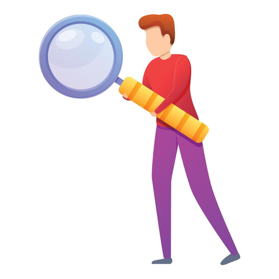 Headhunter magnifier icon, cartoon style vector