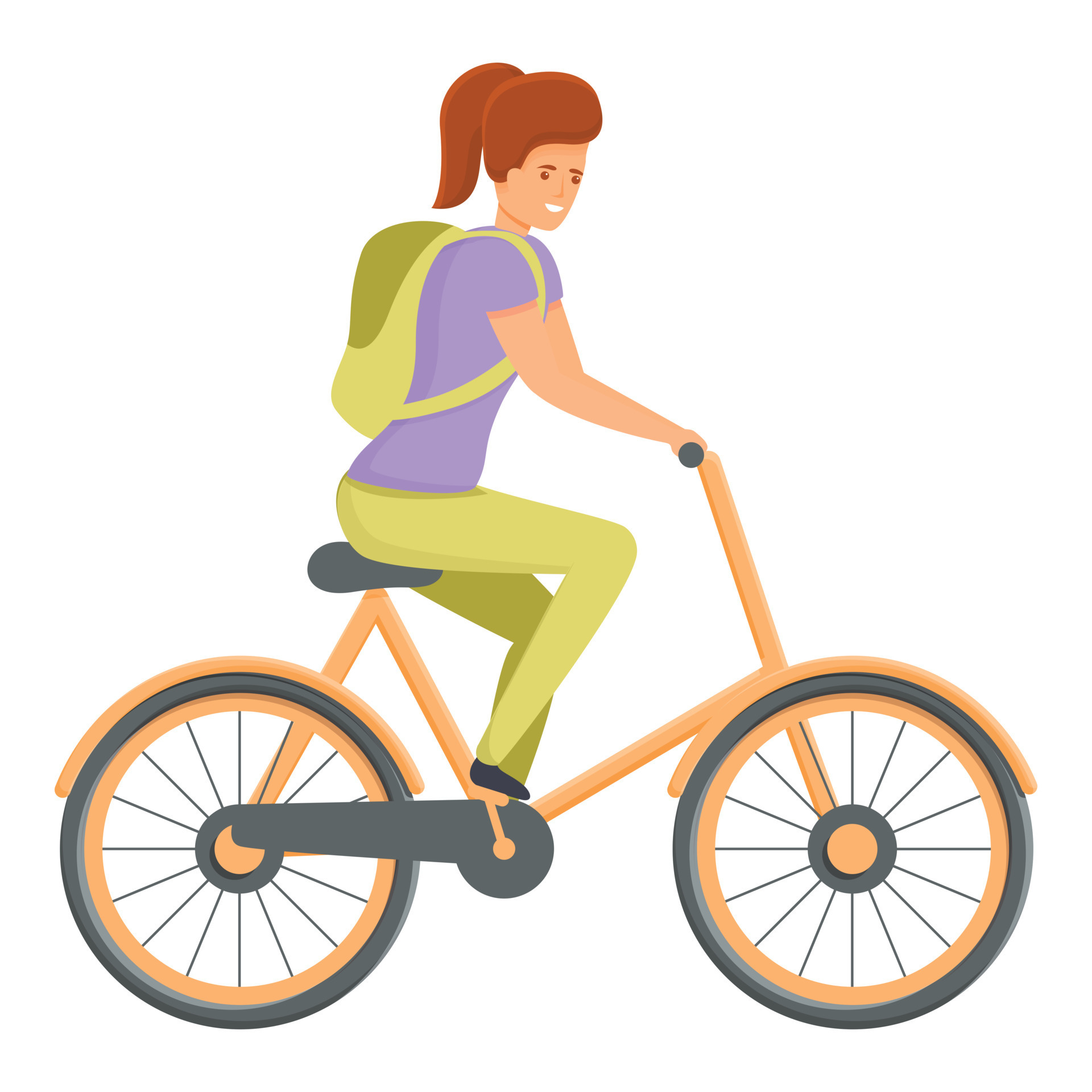 Girl ride school bike icon, cartoon style 14279268 Vector Art at Vecteezy