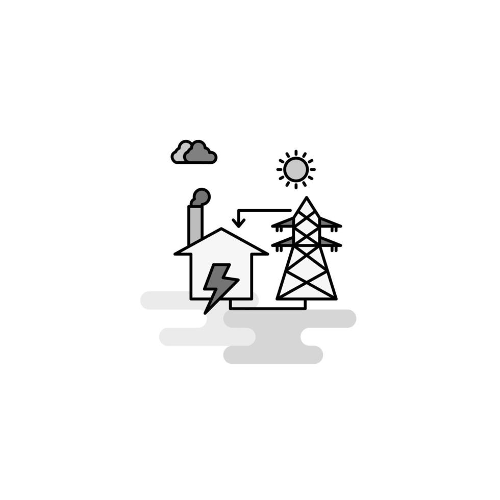 Electric power Web Icon Flat Line Filled Gray Icon Vector
