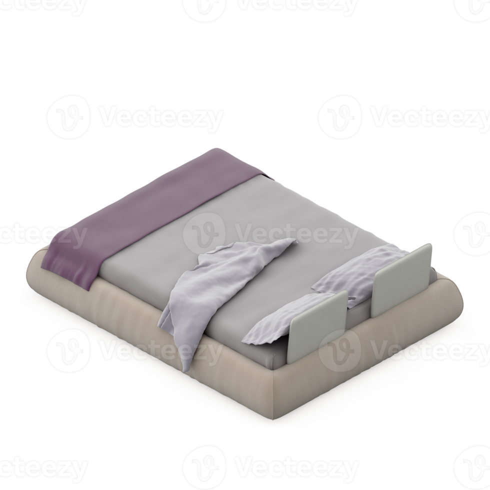 Isometric Bedroom 3D render png