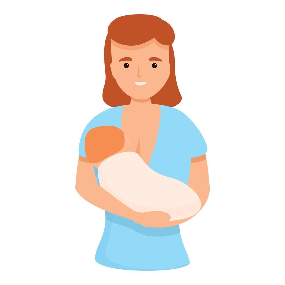 Mother breast feeding icon, cartoon style vector