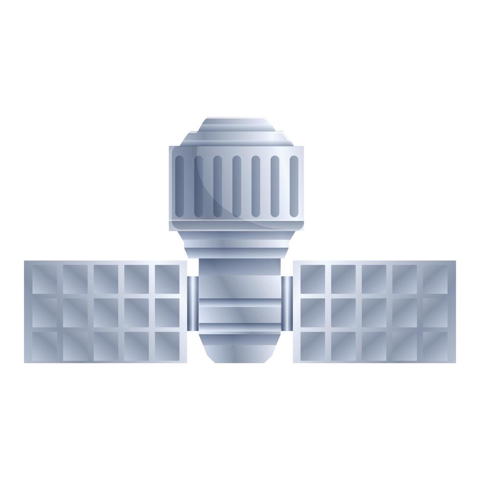 Solar panel satellite icon, cartoon style vector