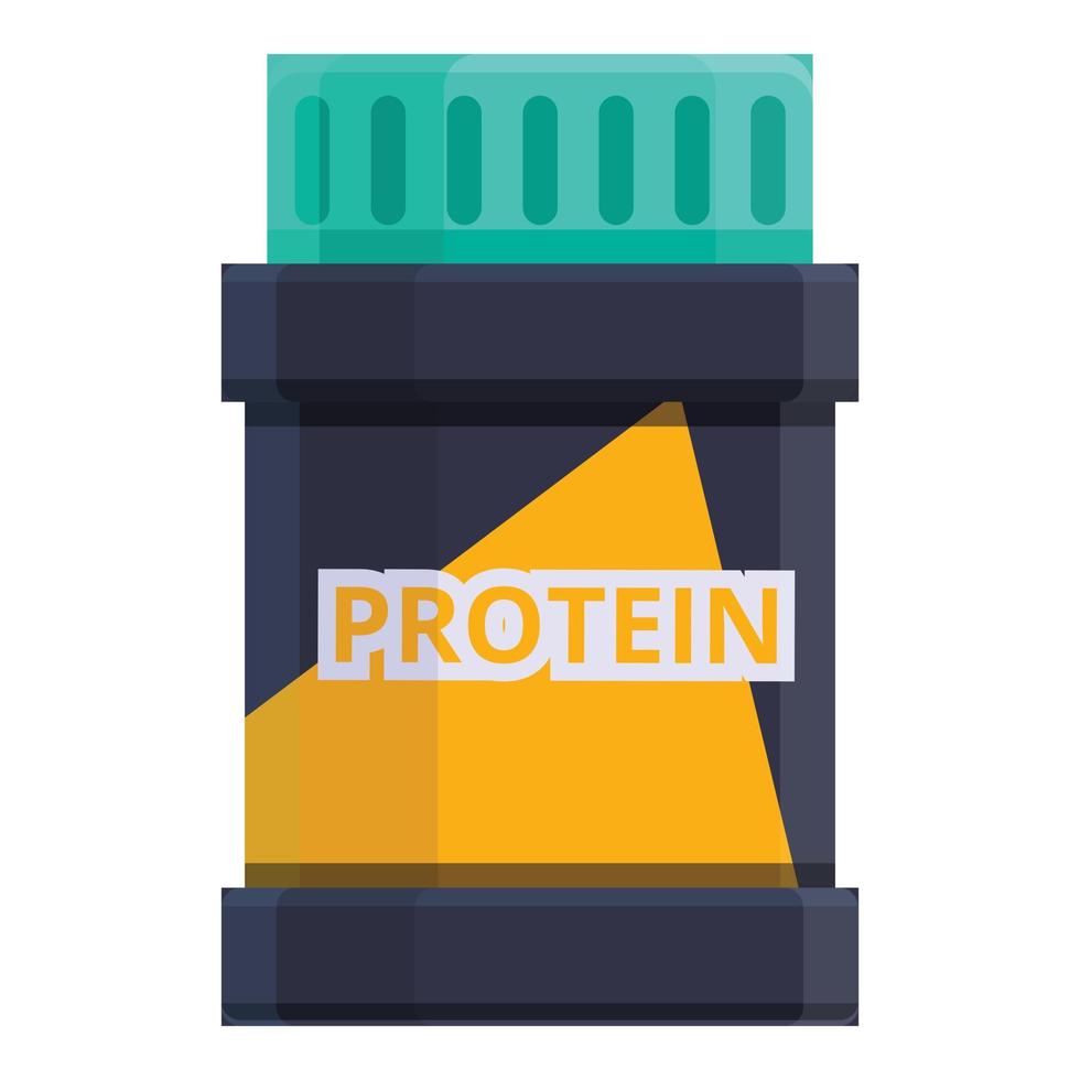 Protein meal jar icon, cartoon style vector