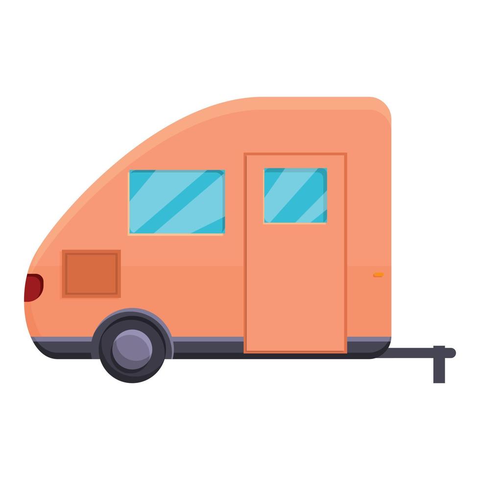 Auto camping trailer icon, cartoon style vector