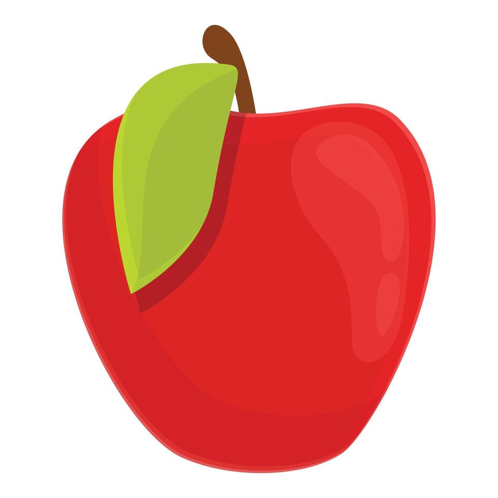 icono de manzana roja de desayuno, estilo de dibujos animados vector