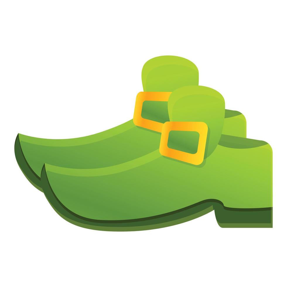Irish green shoes icon, cartoon style vector