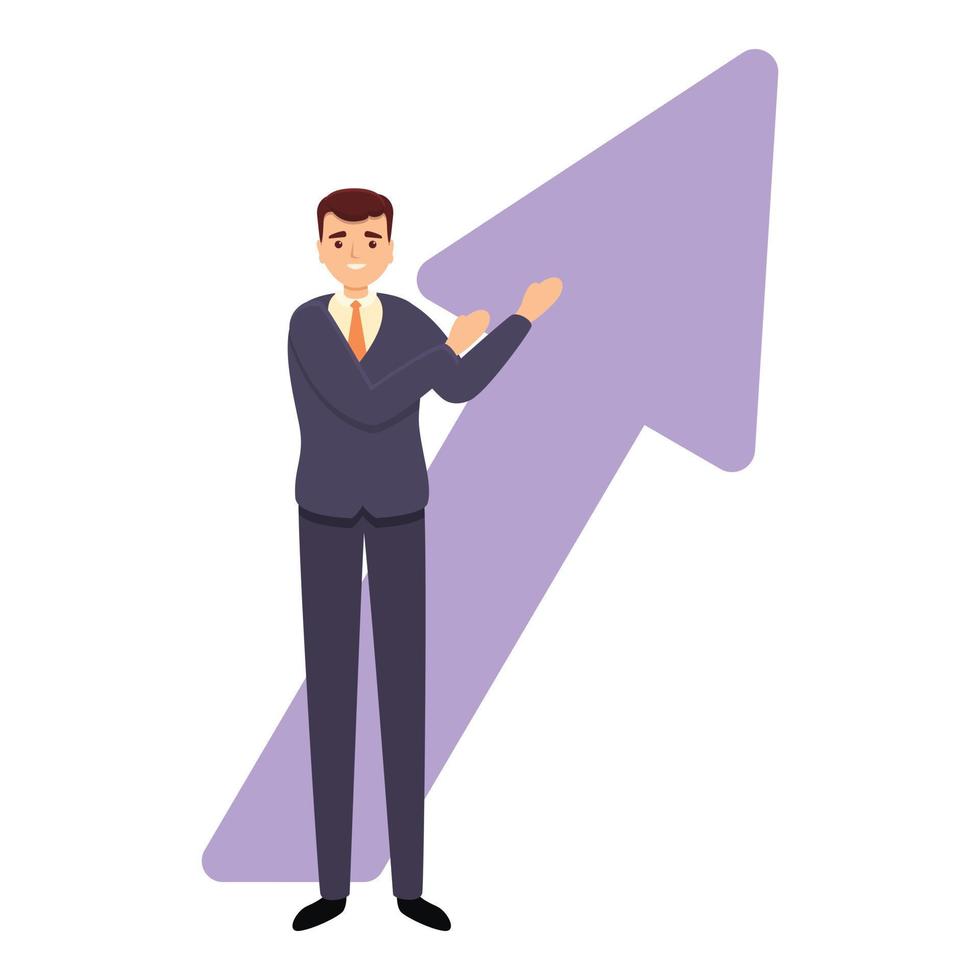 Successful businessman grow up icon, cartoon style vector