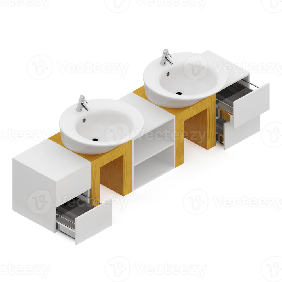 isometrico bagno elementi 3d isolato rendere png