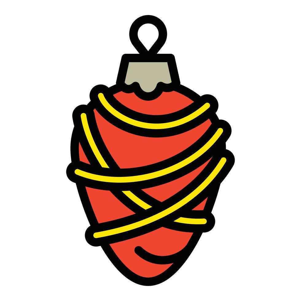 Christmas cone tree toy icon, outline style vector