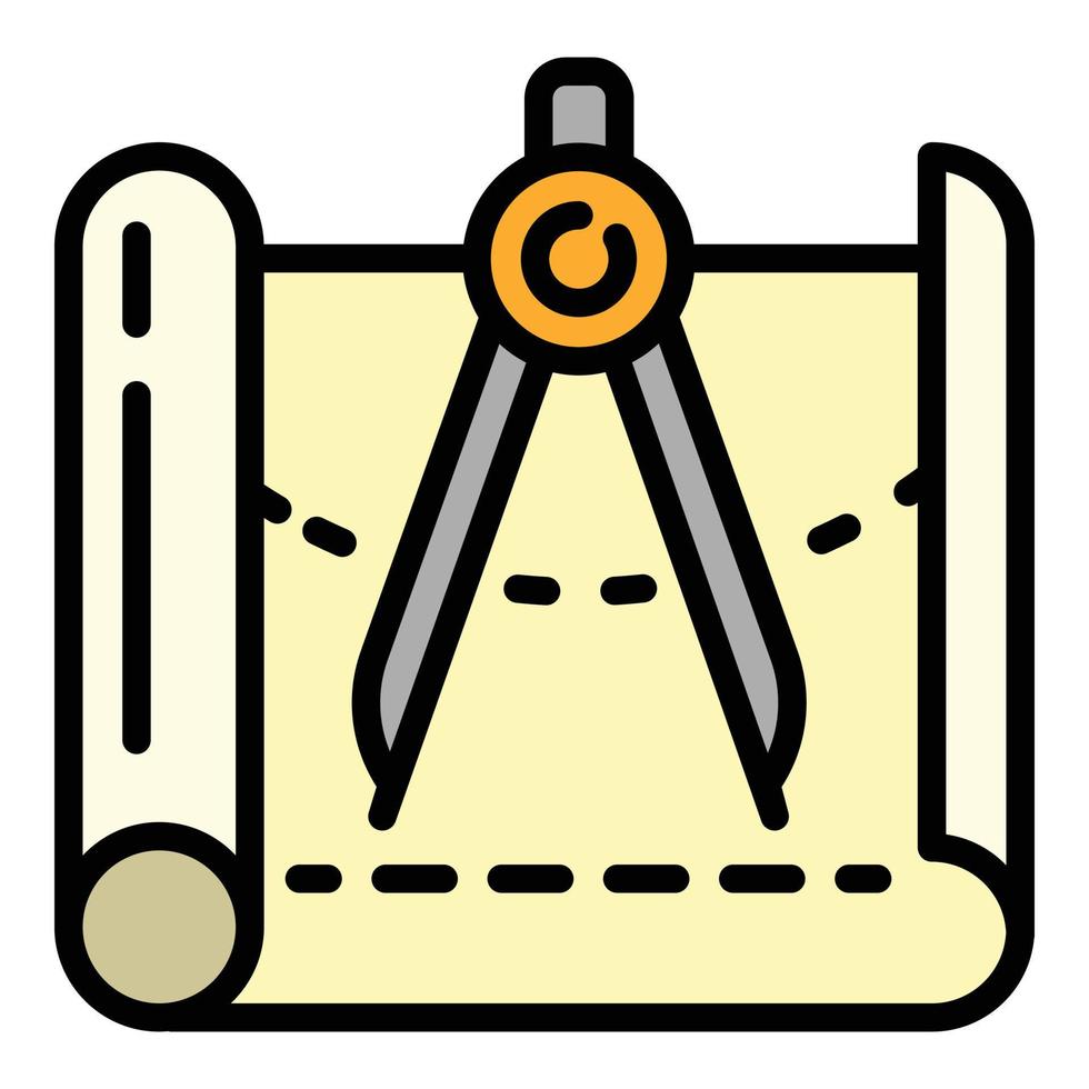 icono de planificación del arquitecto, estilo de contorno vector