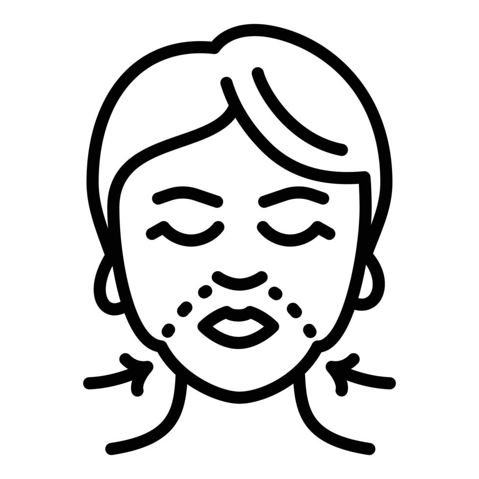 Face lifting treatment icon, outline style vector